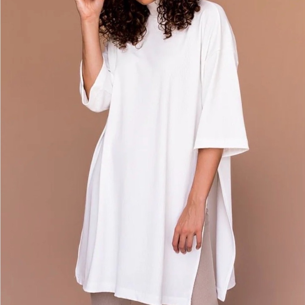 Dressed in Lala White Oversized Tunic Top